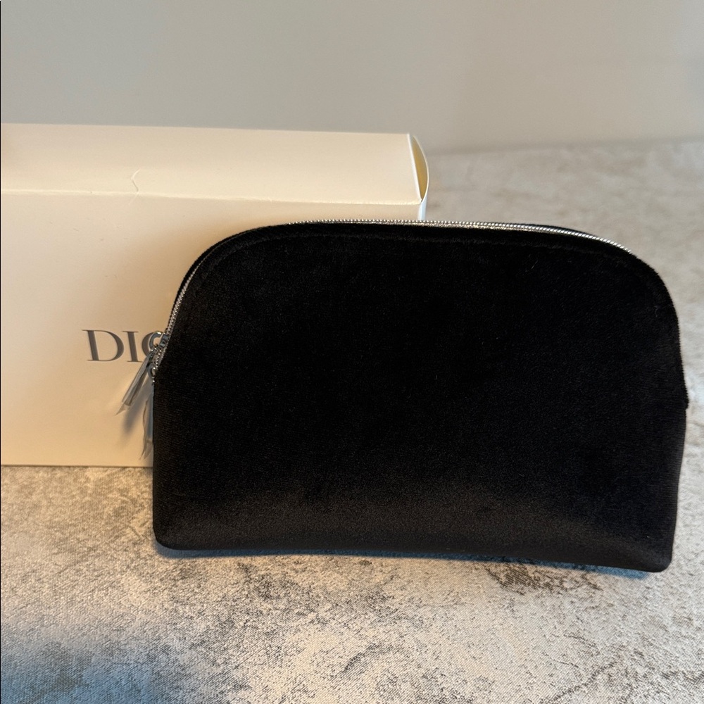 Dior Black Velvet Logo Cosmetic Pouch - Picture 2 of 7